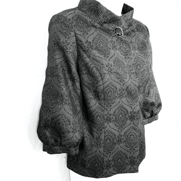 CLASSIQUES ENTIER Womens Petite Puff Sleeve Black Silver Whimsigoth Jacket S - Picture 3 of 16